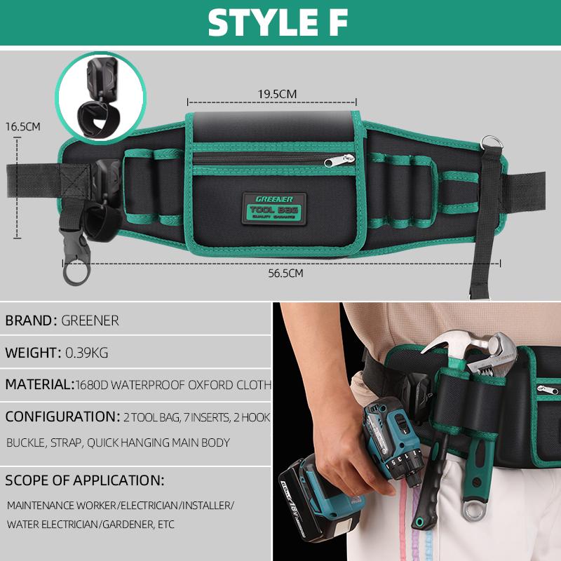 GREENERY поясная сумка для инструментов для электрика, мужская износостойкая, водонепроницаемая, многофункциональная фурнитура, специальный инструмент для обслуживания