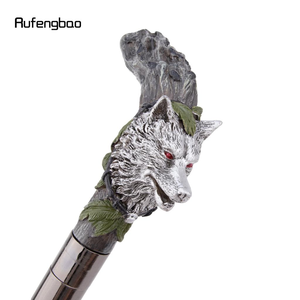 Серебряная полимерная волчья голова, корень дерева, трость для ходьбы, модная декоративная стальная трость, элегантная трость для косплея, набалдашник, посох, 93 см