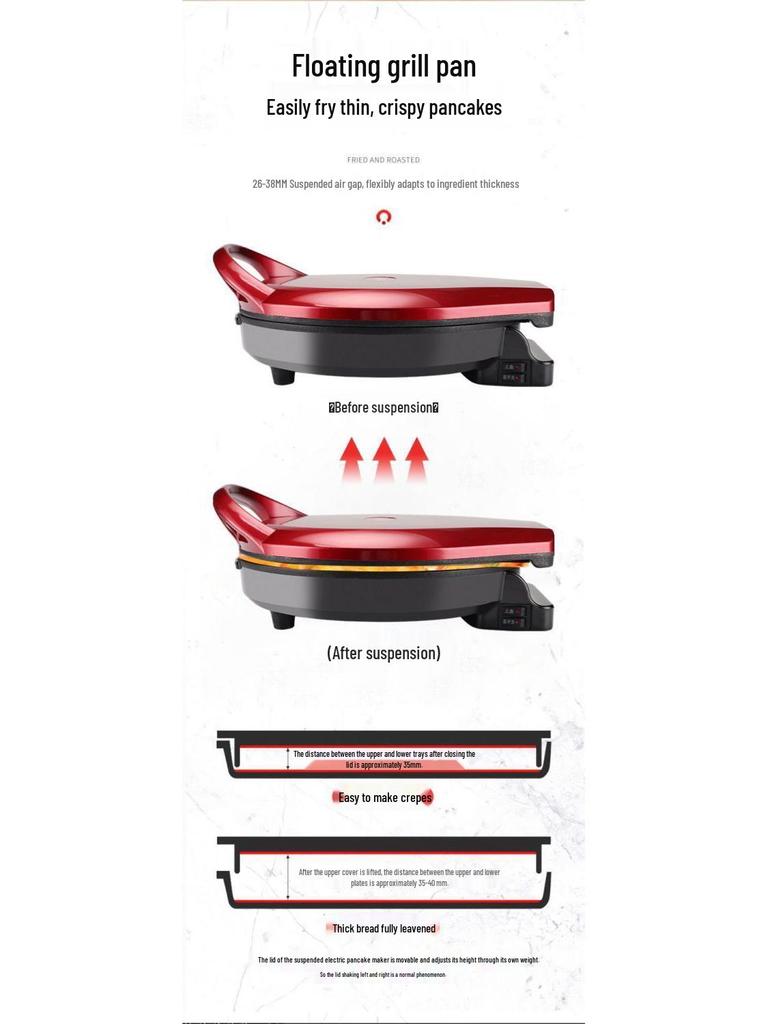 Глубокая электрическая двусторонняя сковорода для блинов и гриля с автоматическим отключением