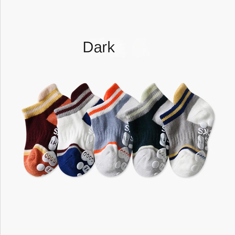 5Pair Baby Anti Slip Adhesive Boat Socks 0-3Year Kids Spring Autumn Low Cut Floor Sock Cute Cartoon Animals Toddler Cotton Socks