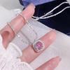 Элегантное Розовое Подвесное Ожерелье с Кубическим Цирконием Серебряная Цепочка Изысканные Женские Аксессуары Модные Украшения Подарок на Вечеринку День Рождения