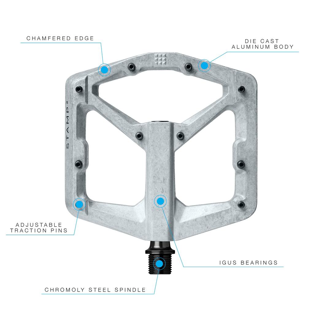 Crankbrothers Stamp 2 L Raw Silver МТБ Плоские Педали (Модель 2020 года)