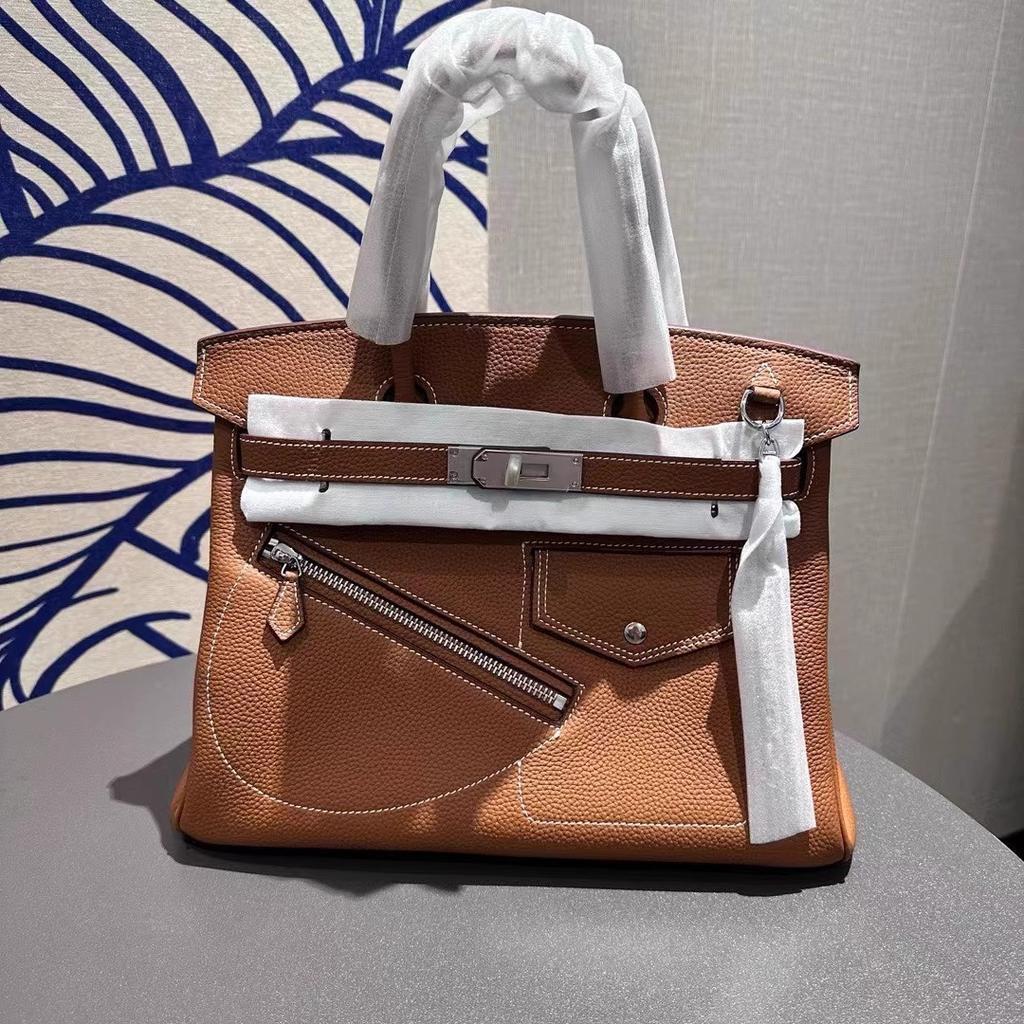 Новый стиль Топ-слой коровьей кожи Рок-заклепка Кожаная сумка BK25/30 Натуральная кожа Женская сумка Большая вместимость Сумка-тоут