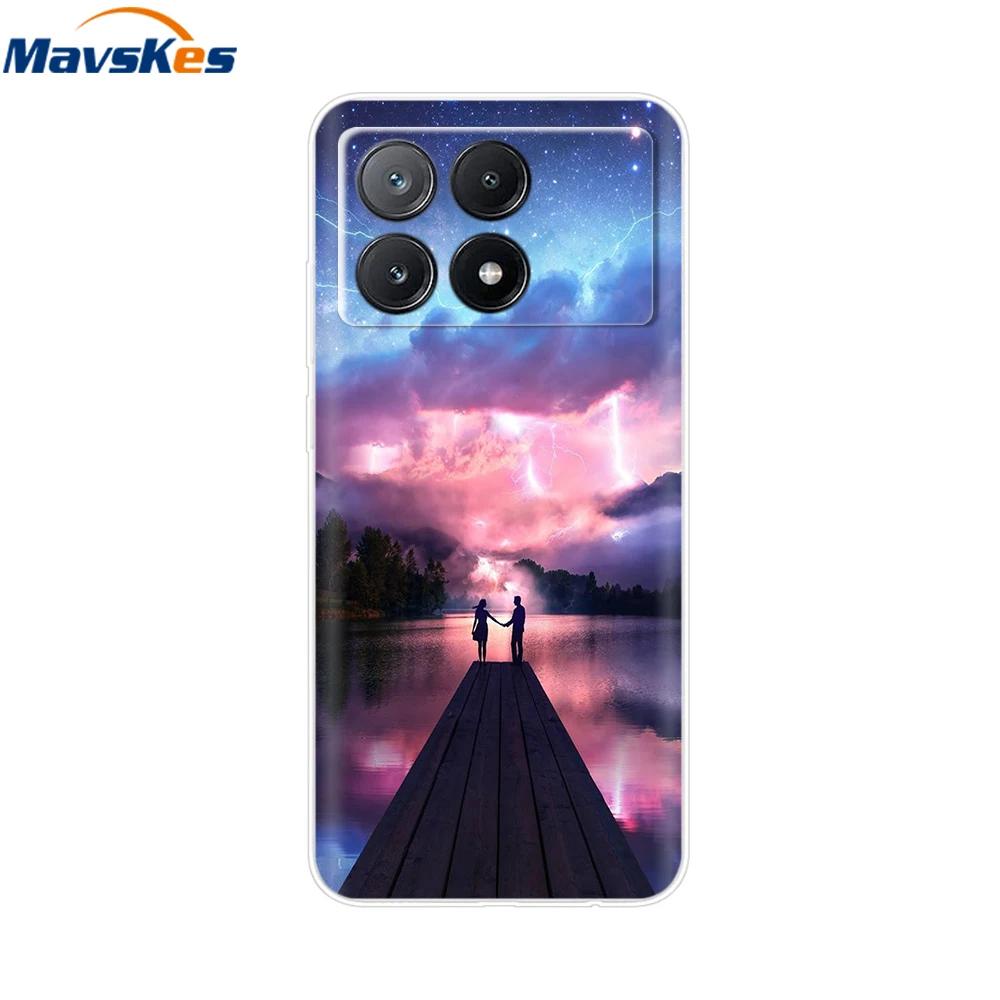 Чехол для Xiaomi Poco X6 Pro Мягкий окрашенный ТПУ чехол для телефона Для Xiomi Poco X6 PocoX6 Pro 5G Силиконовый чехол Цветочный Fundas Защитный