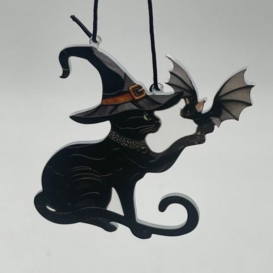 Украшение на Хэллоуин, человеческое сердце, корень дерева, черная кошка, призрачная статуэтка, ручная работа, акриловый кулон для стола, сада, офиса