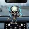 Unique Skull Acrylic Car Ornament - 2D Flat Cartoon Design, Perfect for Car Interior Decoration, 3.15" X 2.165"