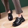 First Layer Cowhide Loafers Women's Spring and Autumn New Leather Lace-up British Style Commuter Platform Single Shoes Muffin Sole