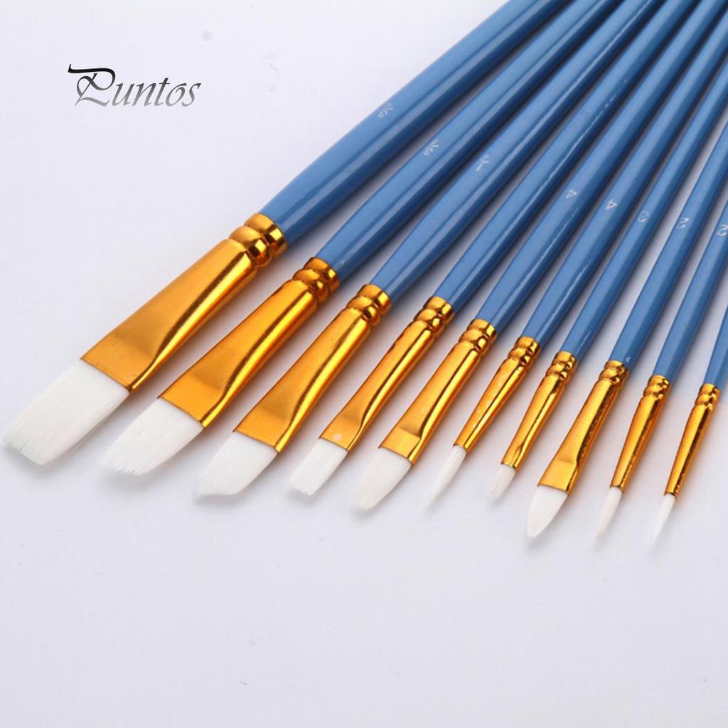 10Pcs/Set Different Size Paint Brush Pens for Artist Watercolor Oil Painting