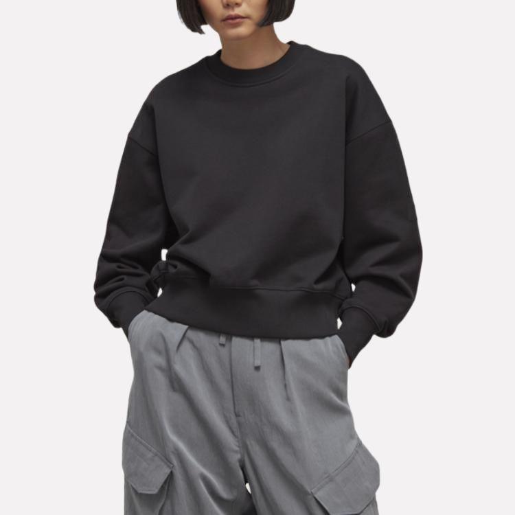 Y-3 SS23 Однотонная толстовка с круглым вырезом и длинными рукавами, унисекс, черная толстовка H44791