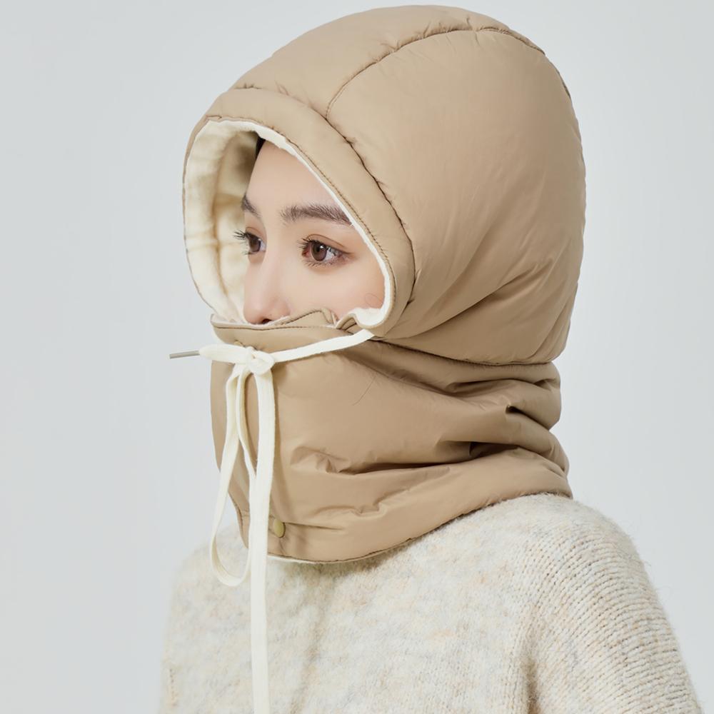 New Style Windproof Hats Plush Fleece Lined Warm Winter Cap Hooded Full Cover Waterproof Hats For Women Solid Color Winter Hats