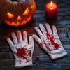 Holiday Party Atmosphere Supplies Halloween Horror Gloves, Creepy Red Hand Cosplay Prop for Party, Indoor Props Spooky Costume Accessory Haunted