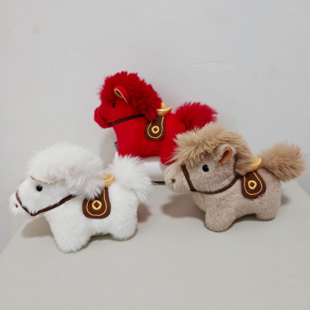 Cute Student Bag Pendant Keychains Year of the Horse Mascot Get Rich Immediately Plush Pony Stuffed Toy Bag Charm