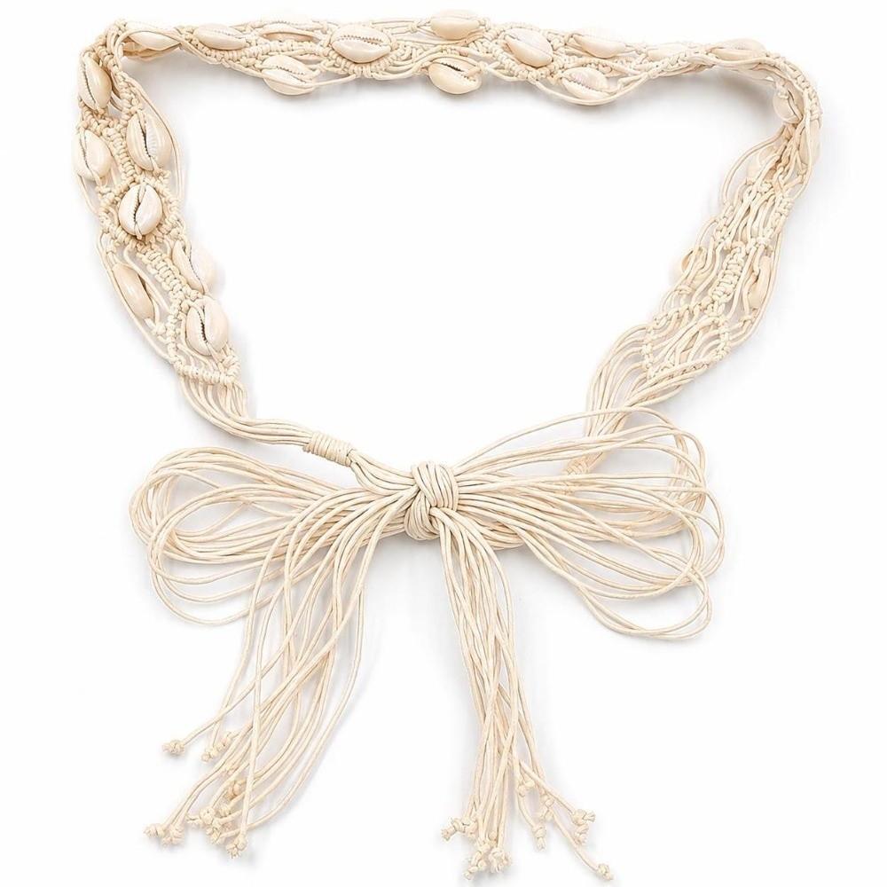 Small Shell Waist Chain Hollow Tassel Cotton Waistband New Dress Accessories Women