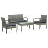 vidaXL 4-tlg. Garten-Lounge-Set Mit Auflagen Poly Rattan Grau