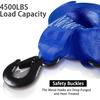 Trailer Winch Strap with Hook, 1.5in 16ft Heavy Duty Boat Winch Strap with 4500lbs Break Strength for Towing Vehicles, Boats, Trailer, Towing (Blue)