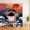 Japanese-style Shower Curtain 3d Ink Painting Bathroom Curtain Waterproof With Hooks 180*240CM Shower Curtain Polyester Fabric
