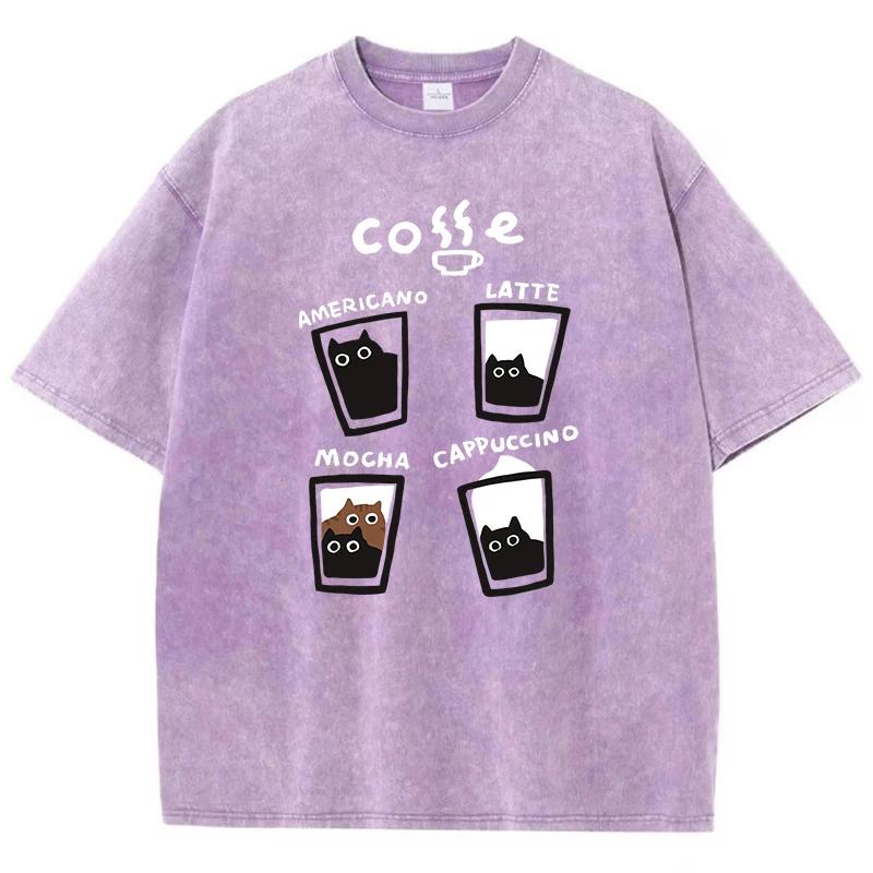 Футболки с четырьмя разными вкусами кофе, мужская футболка Vigor Art, оригинальная хлопковая футболка Normcore с круглым вырезом и короткими рукавами
