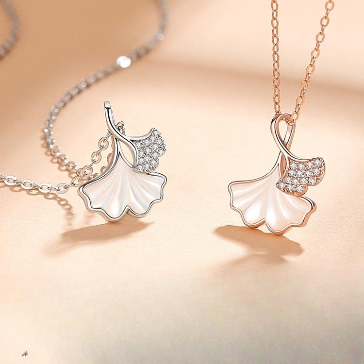 Ожерелье Sansheng Lucky, женское, из стерлингового серебра S925 пробы, особый интересный дизайн, цепочка на ключицу, темперамент, корейский стиль, цепочка на свитер, ожерелье в виде листьев гинкго