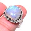 Натуральный Радужный Лунный Камень Драгоценный Камень 925 Проба Цельное Стерлинговое Серебро Кольцо Размер 9.5 Y7T50