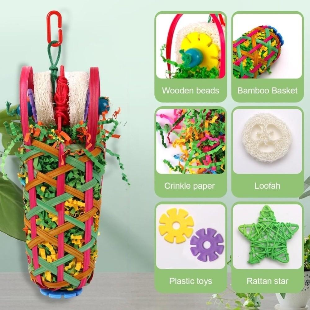 New Colored Bird Chewing Loofah Material Large Parrot Chew Toy Fun Foraging Interactive Cage Accessories for Cockatoos