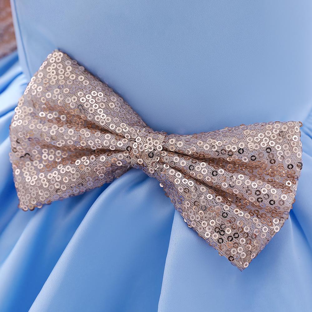 Новое детское кружевное платье с пайетками и бантом для девочек, детское платье принцессы с блестками на день рождения и выпускной бал