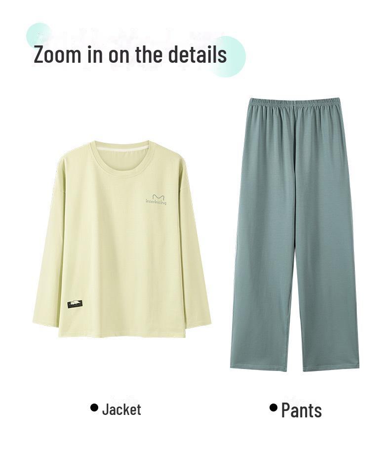 Женская антибактериальная пижама из 100% чистого хлопка - пуловер с длинными рукавами на весну/осень