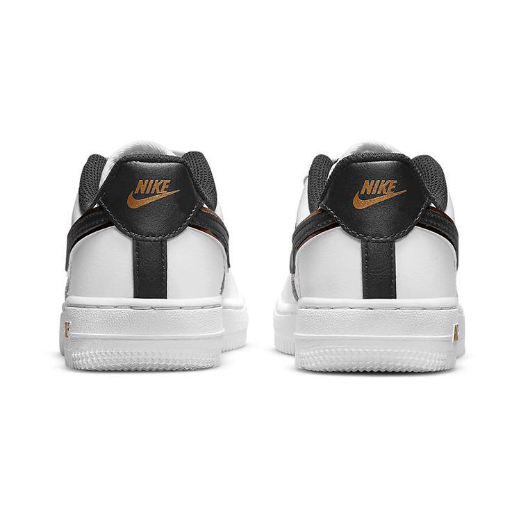 Nike Force 1 LV8 PS Metallic Swoosh Pack — Детские кроссовки белые металлик-золотой черный DM3386-100