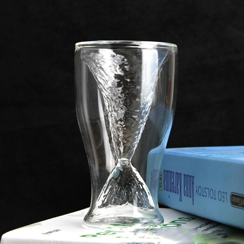 90ml Creative Double Cocktail Glass Transparent Cup Beer Vodka Brandy Bar Restaurant Club Drinkware Decorations