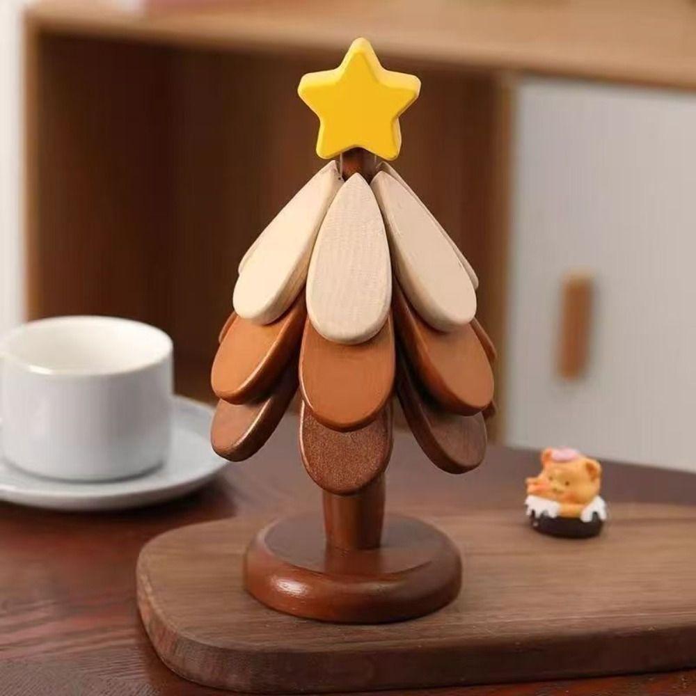 Tree-shaped Heat-resistant Trivet Wooden Table Pot Mat Multi-functional Cup Pad Kitchen