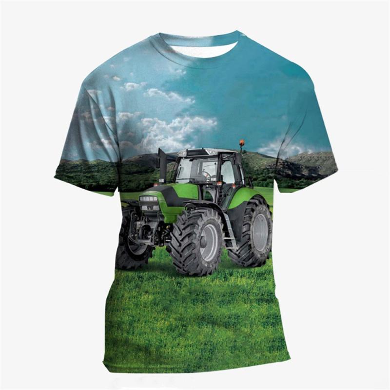 Верхняя одежда для детей 2024 года, новые летние повседневные детские футболки, футболка для мальчиков, 23 цвета, футболки с изображением машин, тракторов, для девочек