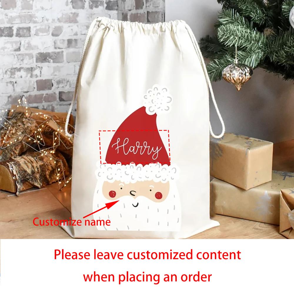 Personalized Christmas Sack Santa Sack Kids Toy Bag Child's Christmas Stocking for Holiday Presents Christmas Tree Decoration