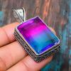 Bi-Color Tourmaline Gemstone 925 Sterling Silver Handmade Jewelry Pendant For Halloween