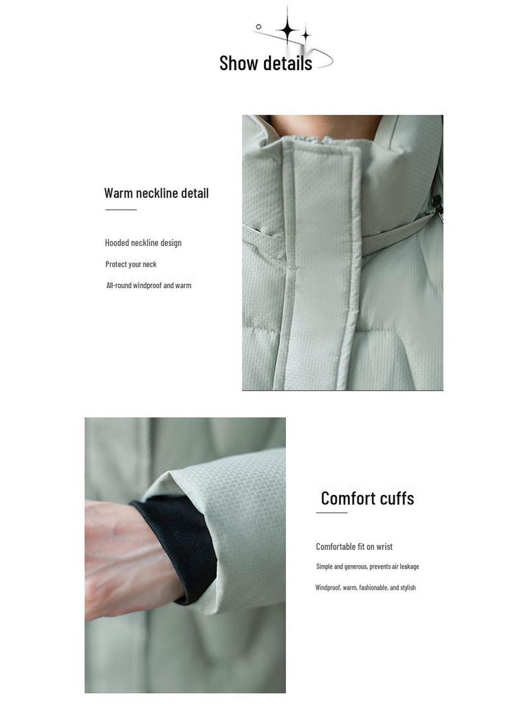 Женская приталенная куртка средней длины на пуху - Модная утепленная зимняя куртка 2025