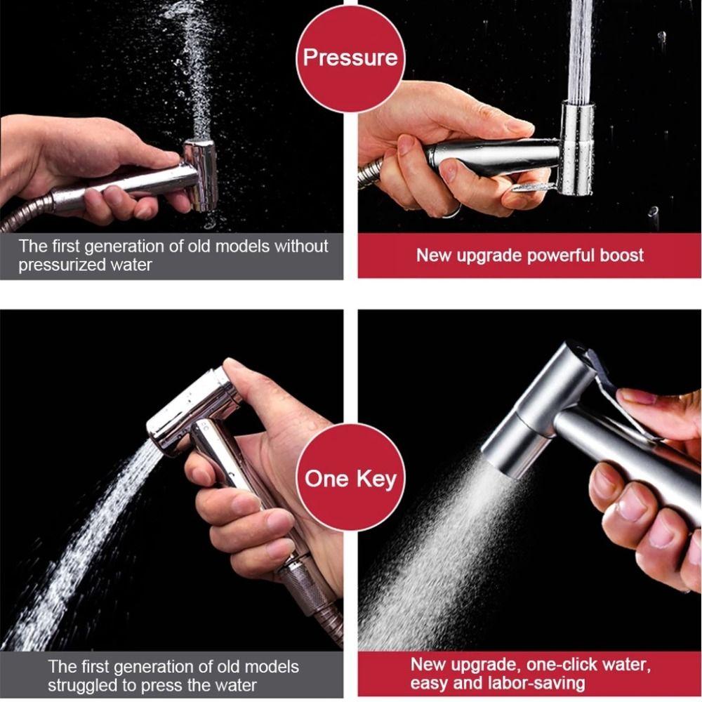 Silver High Pressure Spray Pressurized Hand Bidet Faucet New Toilet Spray