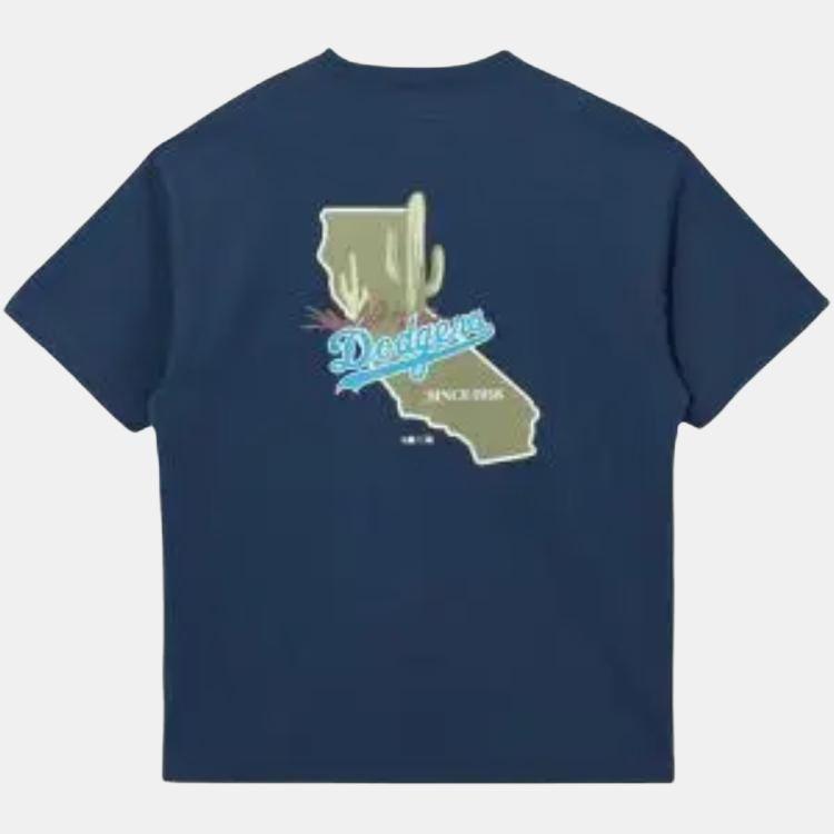 New Era FW25 MLB Los Angeles Dodgers Серия Западный Тренд Принт на спине Круглый вырез Повседневная футболка с коротким рукавом Унисекс Топы 14726596