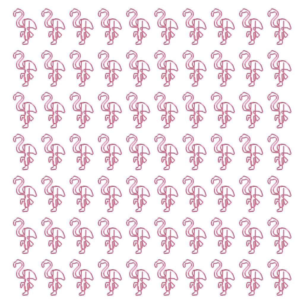 100pcs Flamingo Paper Clip Cute Animal Shape File Note Page Marker Clips Bookmark for File