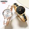 Watch Ceramic White Simple Arm Watch Ladies Waterproof Analog Quartz Brand Stylish Casual Business Stainless Steel Watch Luxury Gift for Her NIBOSI