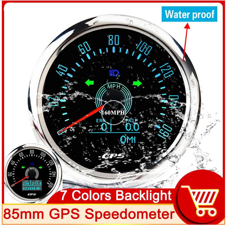 HD 85mm GPS Speedometer With Antenna For Motorcycle Yacht Boat Car Waterproof Od