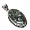 Seraphinite Gemstone 925 Sterling Silver Gift Jewelry Pendant 2.21"