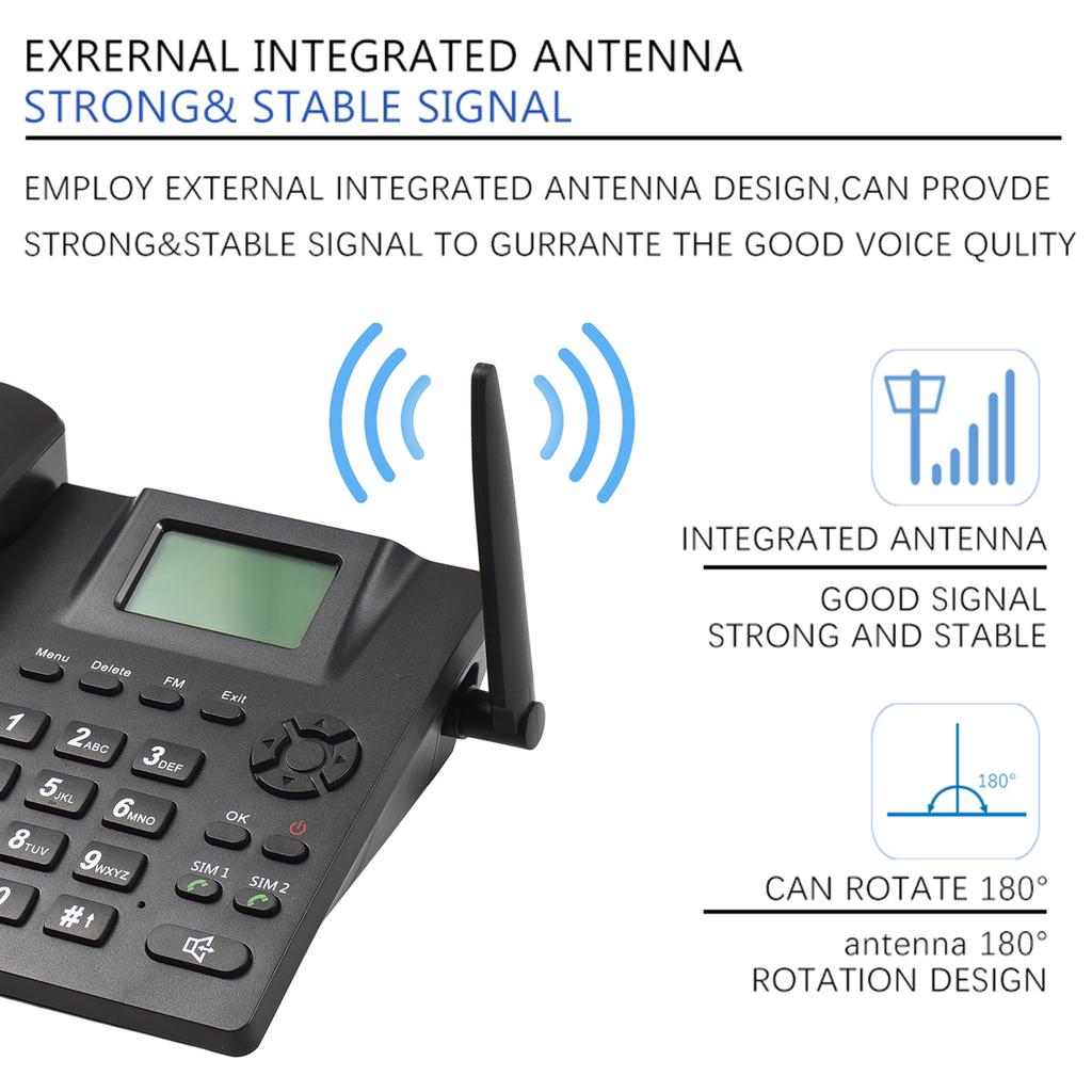 Fixed Phone Wireless GSM 850 900 1800 1900 Large Storage Capacity 3000mAh Battery Desk Phone with FM Radio MP3 Function