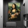 Винтажная Мона Лиза с котом, холст, картина, забавные постеры и принты, настенные художественные фотографии для гостиной, украшения дома, Cuadros