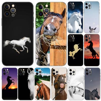 Чехол для телефона с изображением лошади для iPhone 5 5S 2020se 6 6s 7 8 plus x 10 XR XS 11 12 13 mini pro MAX, черная задняя крышка из ТПУ