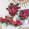 Simulated Candle Rings Wreaths Silk Fake Rose Flower 20cm Artificial Flowers  Wedding Decoration