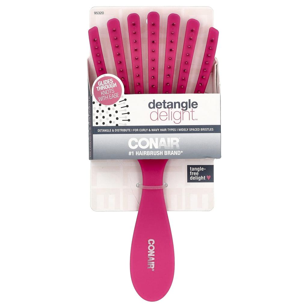 Conair Расческа Detangular Deight™ для кудрявых и волнистых волос, розовая, 1 шт.