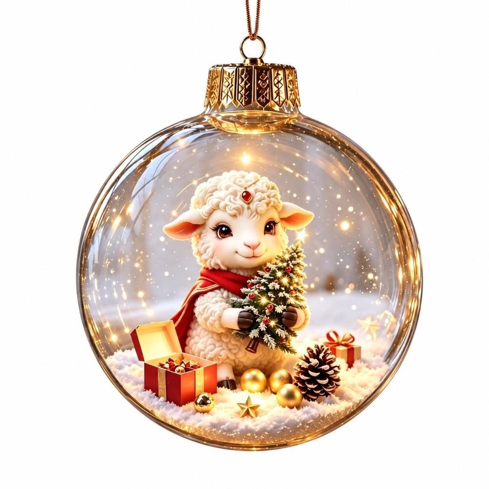 LED Lighted Christmas Bauble Ornament Acrylic Hanging Christmas Decoration For Christmas Tree