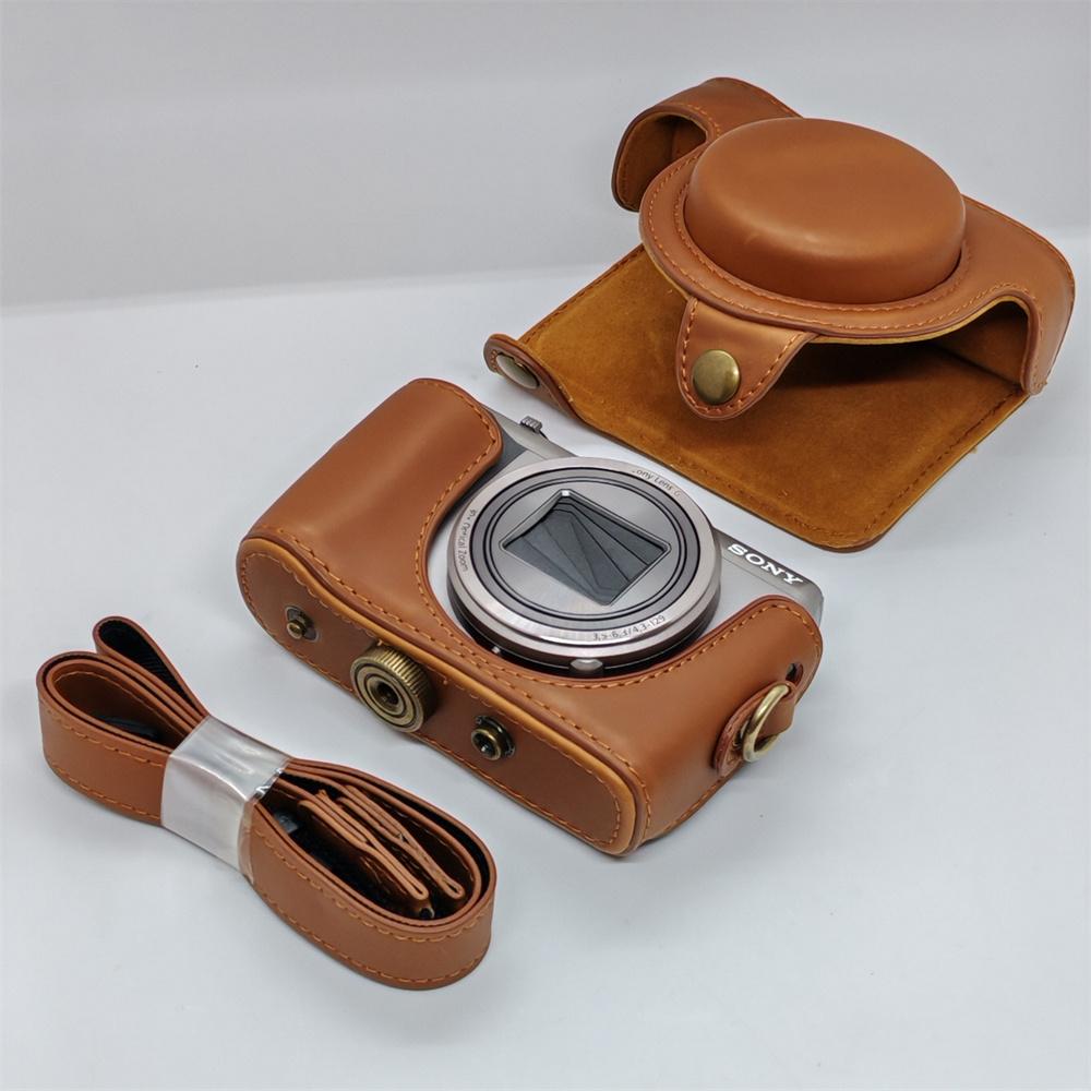 PU Leather Camera Case Bag for Sony Cyber-shot DSC-HX50 HX50V HX60 HX30 Full Body Cover With Strap