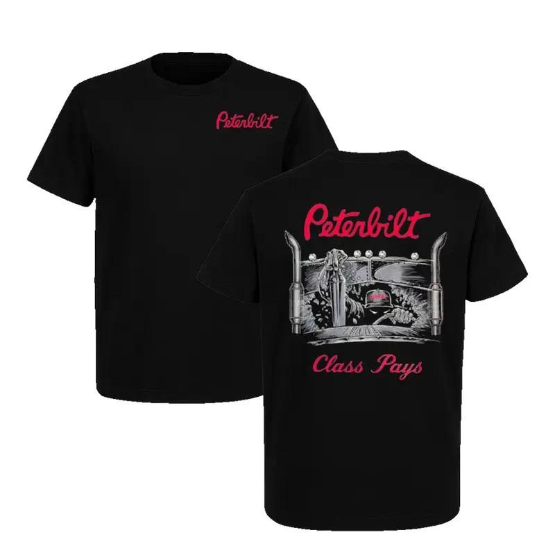 Peterbilt Class Pays T-Shirt Retro Chrome Trucker Graphic Tee Big Rig Driver