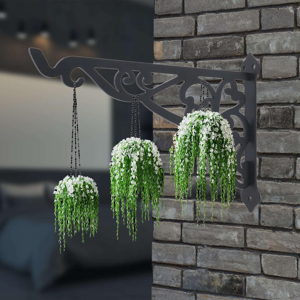 Уличный подвесной кронштейн из черного железа, многофункциональный декоративный держатель для растений, кормушка для птиц, фонарь, колокольчики, украшения
