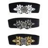 Korean Style Women Waistband Wide Rhinestone Waist Belt Simple Elastic Cummerbunds  Overcoat
