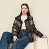 SanCai Plus Size Retro Plaid Quilted Wool Blend Short Coat